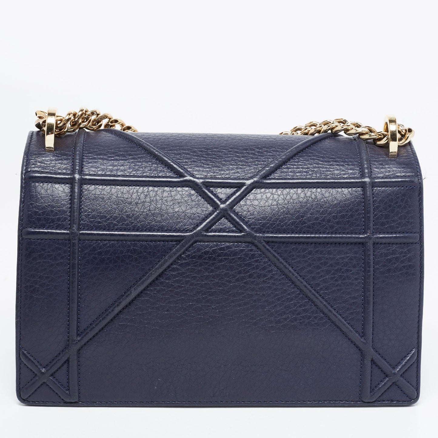 DIOR Navy Blue Leather Medium ama Flap Shoulder Bag