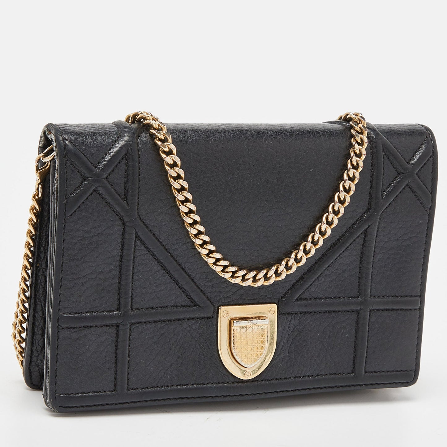 DIOR Black Leather ama Wallet on Chain