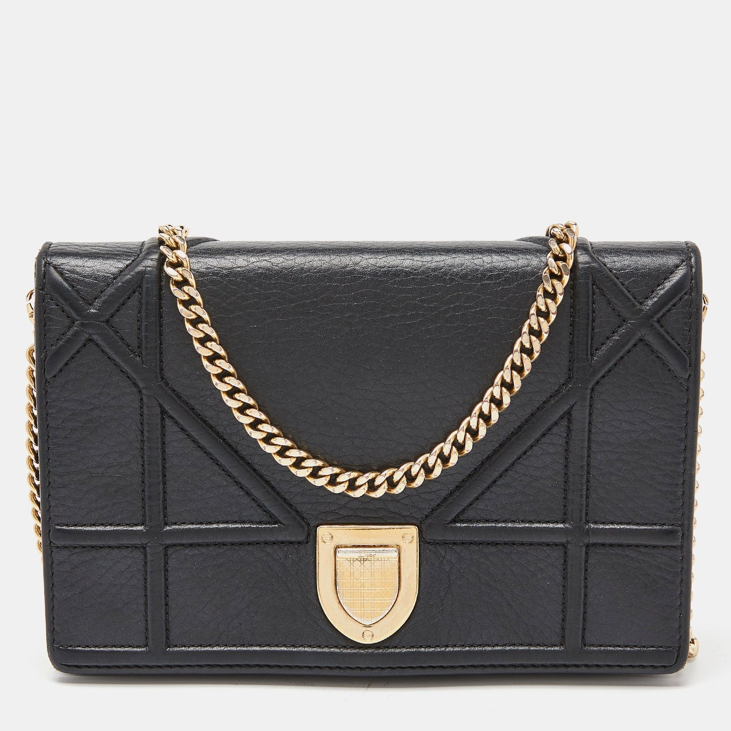 DIOR Black Leather ama Wallet on Chain