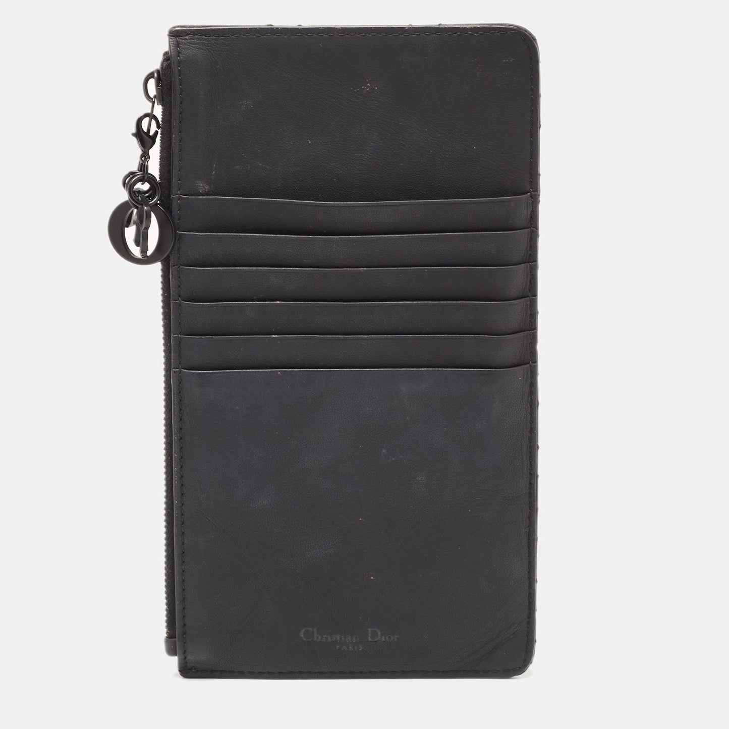 DIOR Black Matte Cannage Leather Zip Pouch