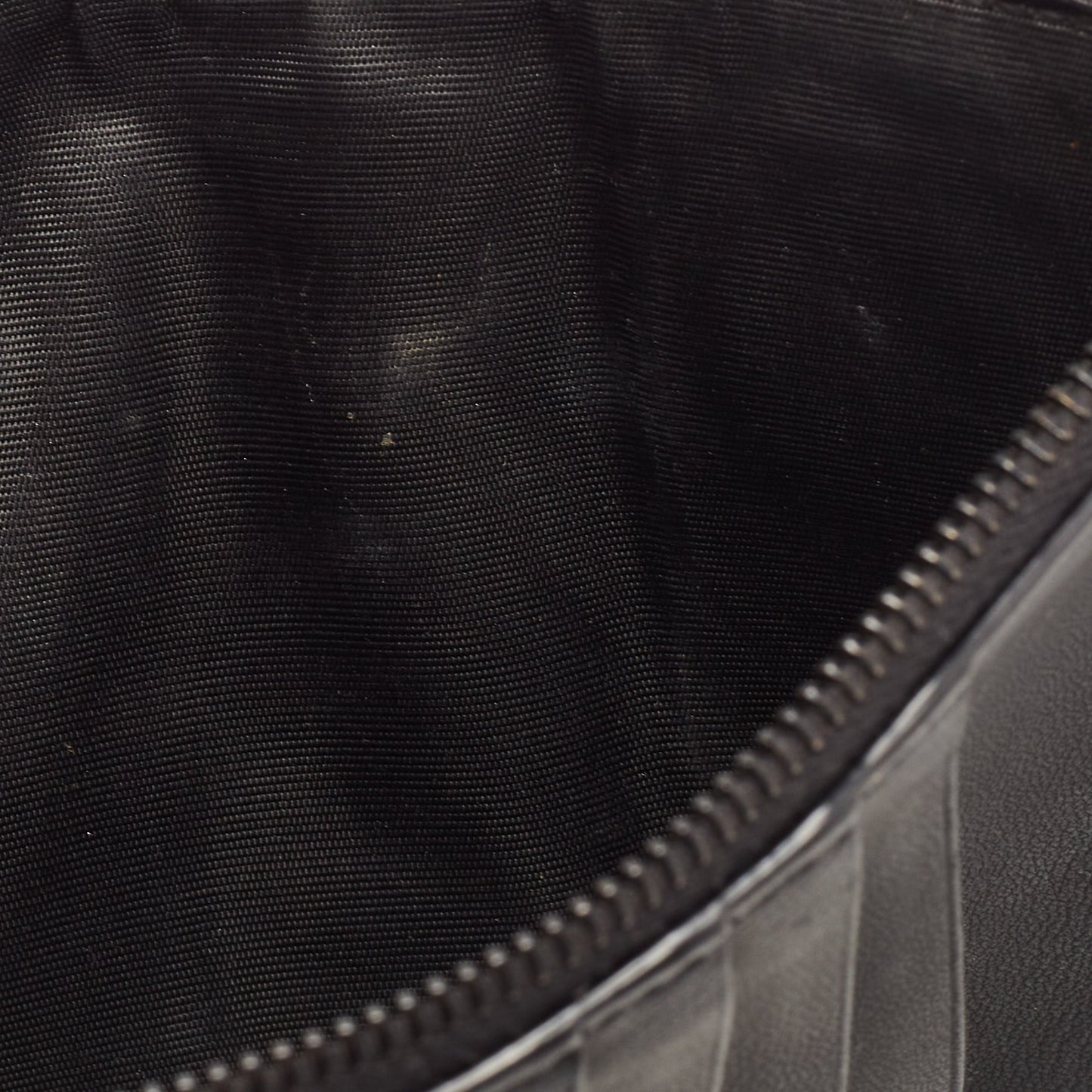 DIOR Black Matte Cannage Leather Zip Pouch