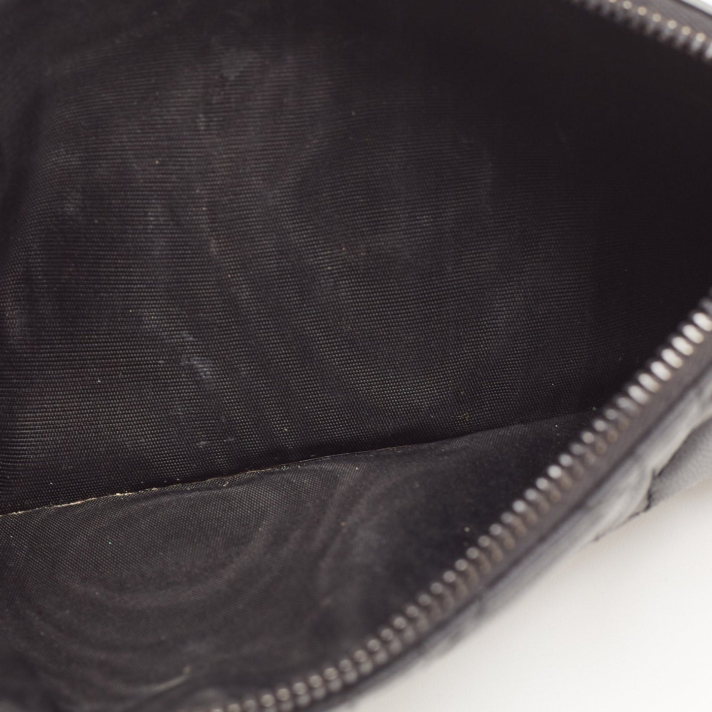 DIOR Black Matte Cannage Leather Zip Pouch