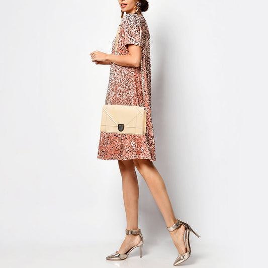 DIOR Beige Patent Leather Medium ama Shoulder Bag