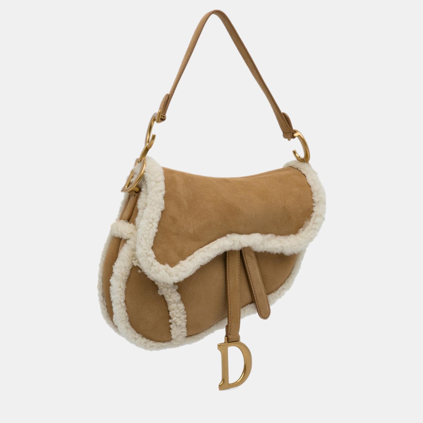 DIOR Brown Shearling Saddle Bag
