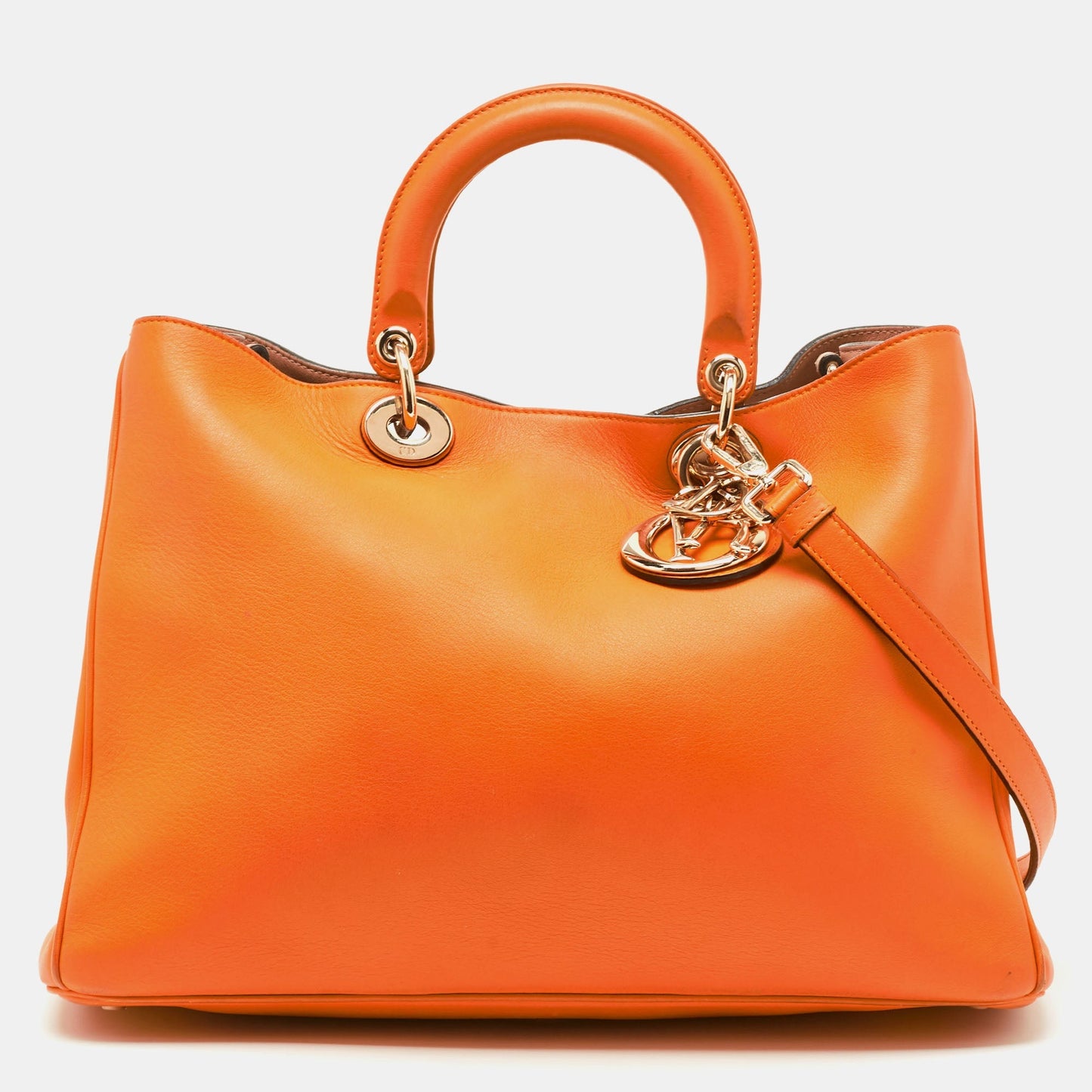 DIOR Orange Leather Large issimo Shopper Tote