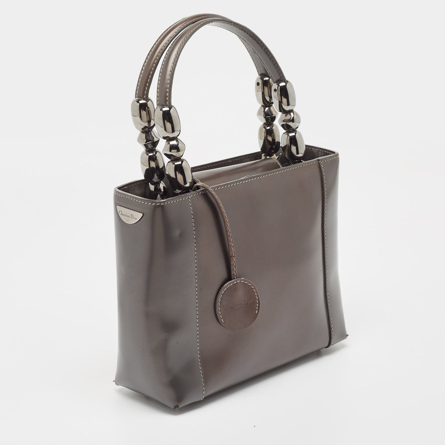 DIOR Metallic Dark Grey Leather Malice Tote