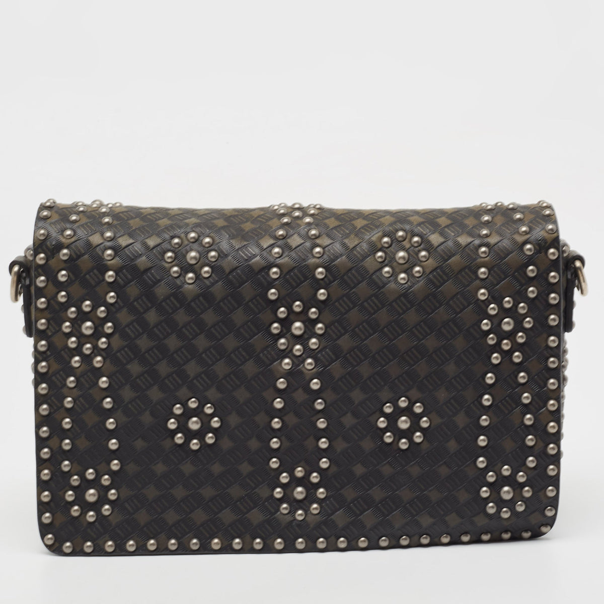 DIOR Green/Black Studded Leather Medium Dio[r]evolution J'A Chain Bag