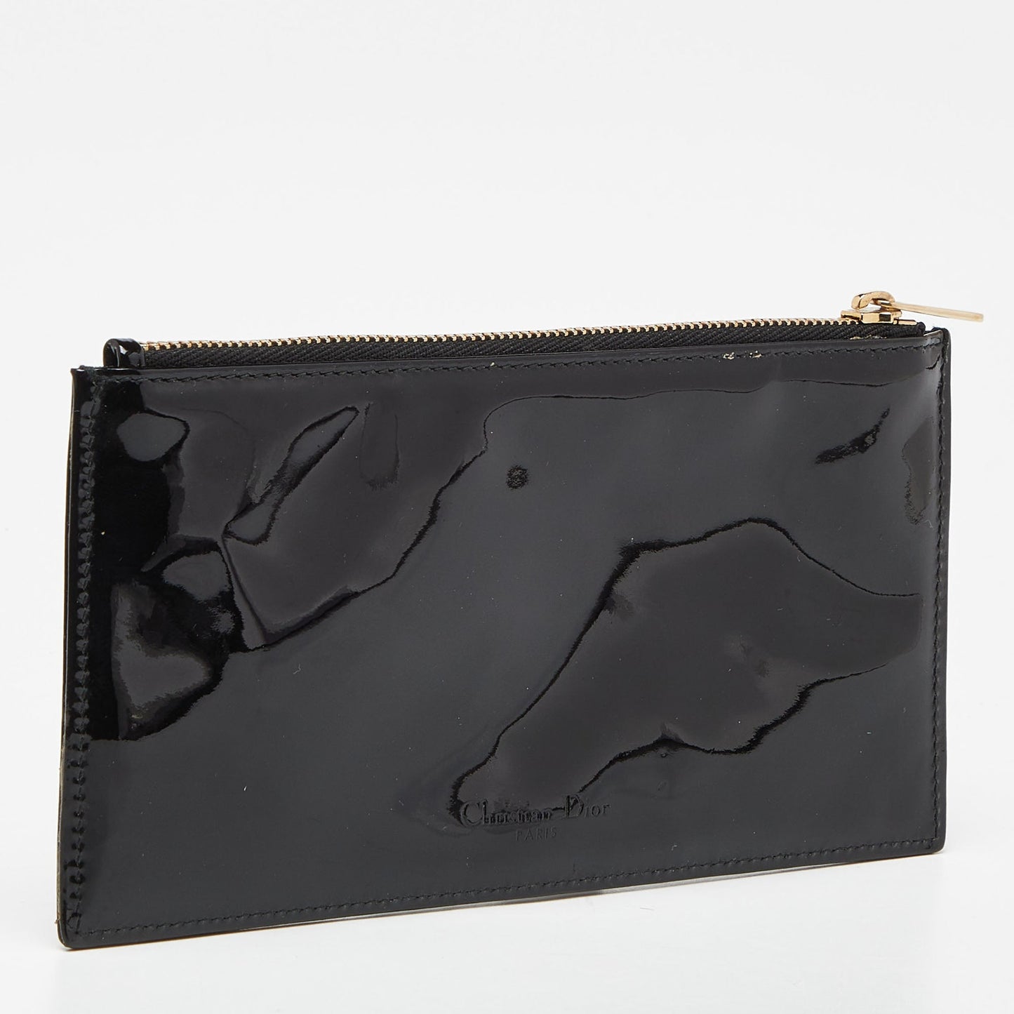 DIOR Black Patent Leather Zip Pouch