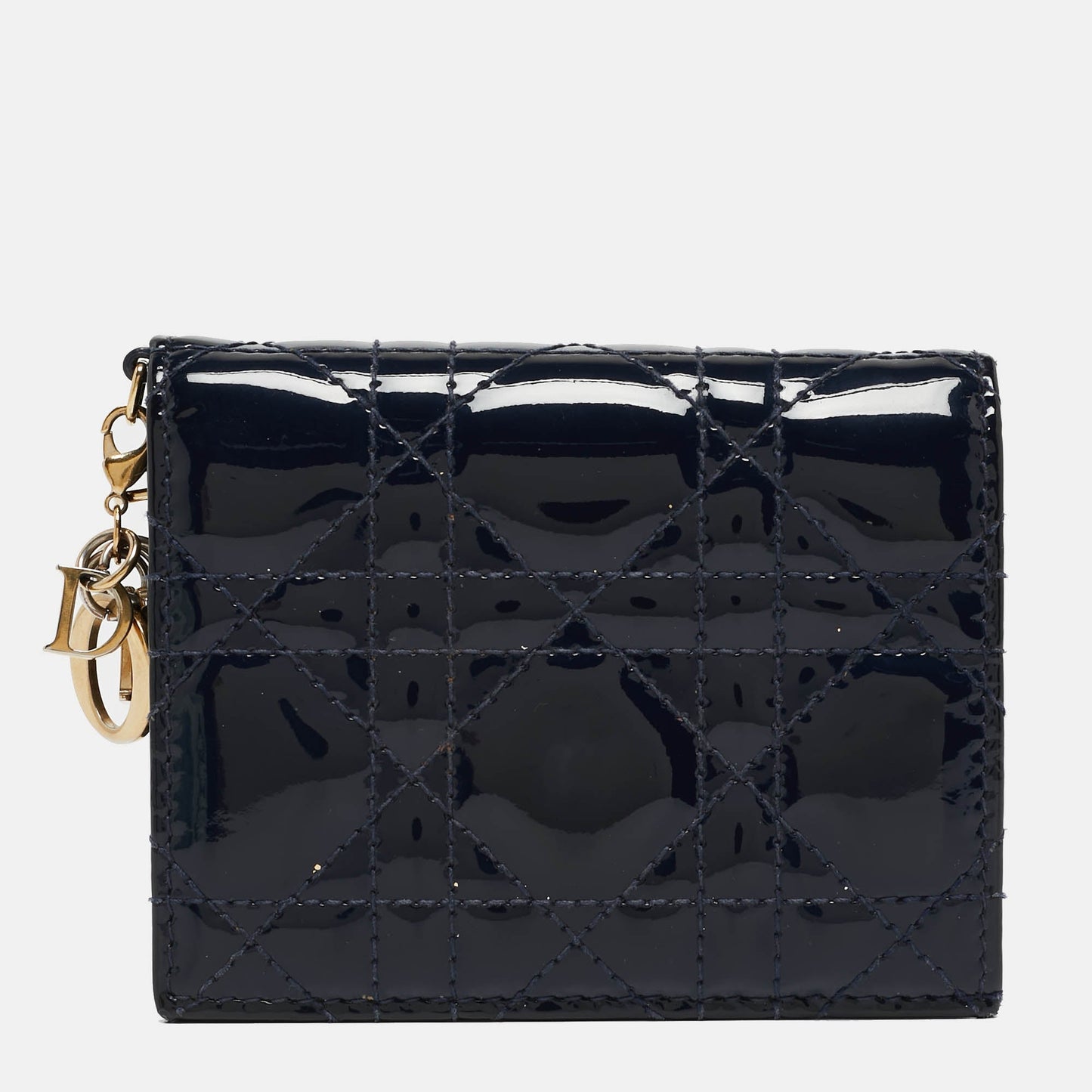 DIOR Navy Blue Cannage Patent Leather Mini Lady  Wallet