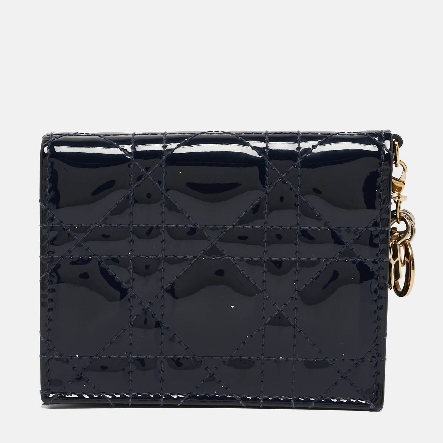 DIOR Navy Blue Cannage Patent Leather Mini Lady  Wallet