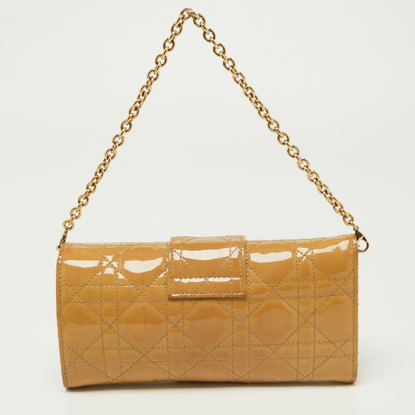 DIOR Beige Cannage Patent Leather New Lock Wallet on Chain