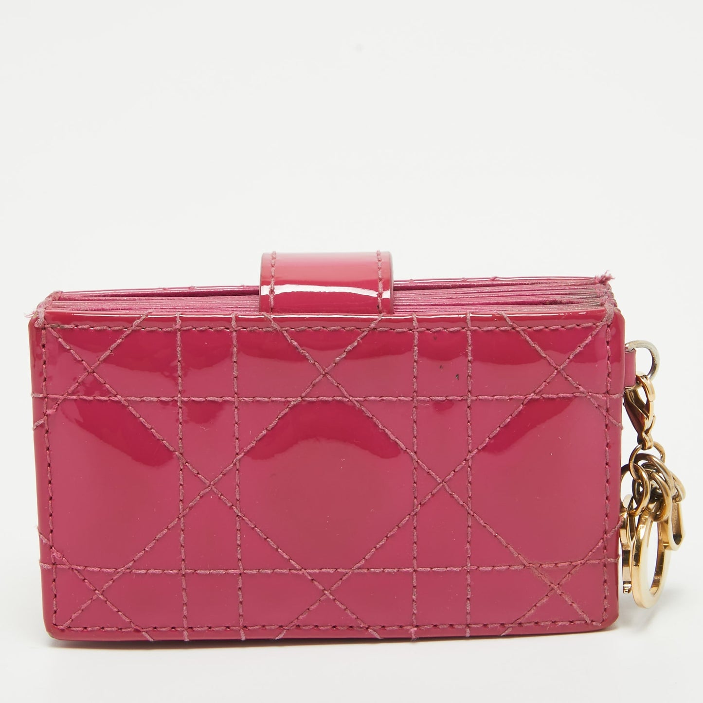 DIOR Pink Cannage Patent Leather Lady  5 Gusset Card Holder