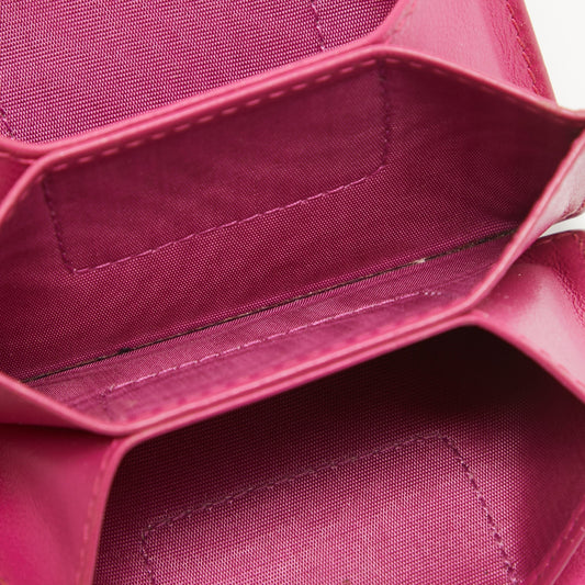 DIOR Pink Cannage Patent Leather Lady  5 Gusset Card Holder