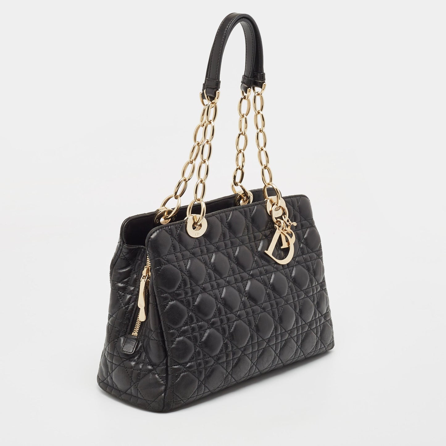 DIOR Black Cannage Leather Soft Lady  Satchel