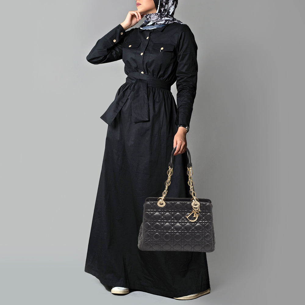 DIOR Black Cannage Leather Soft Lady  Satchel