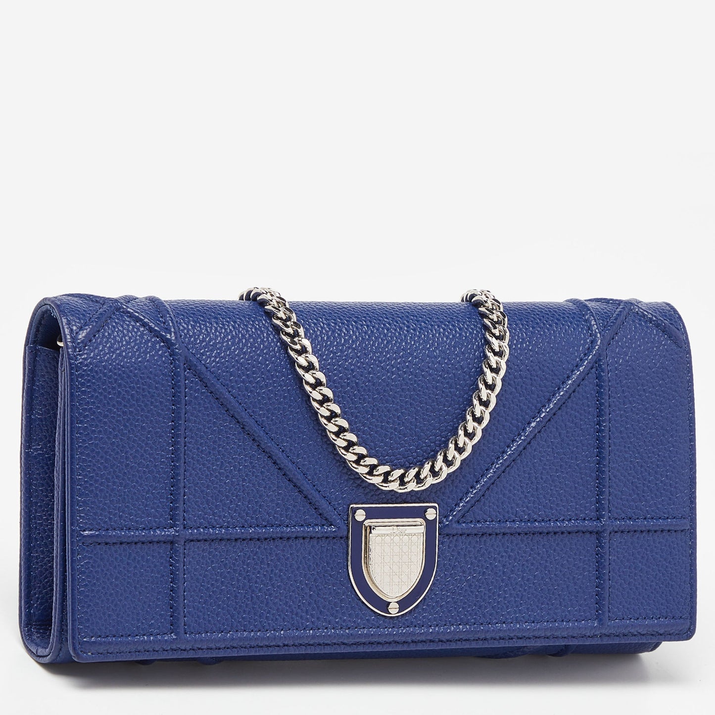 DIOR Navy Blue Leather ama Wallet On Chain