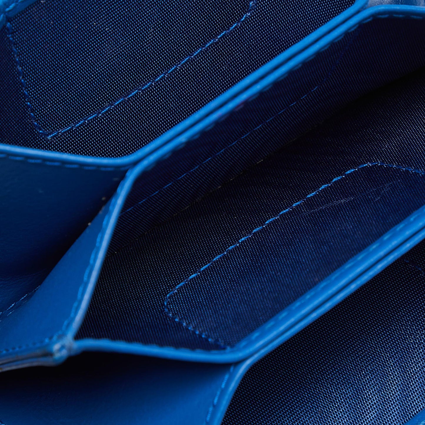 DIOR Blue Cannage Patent Leather 5 Gusset Card Holder