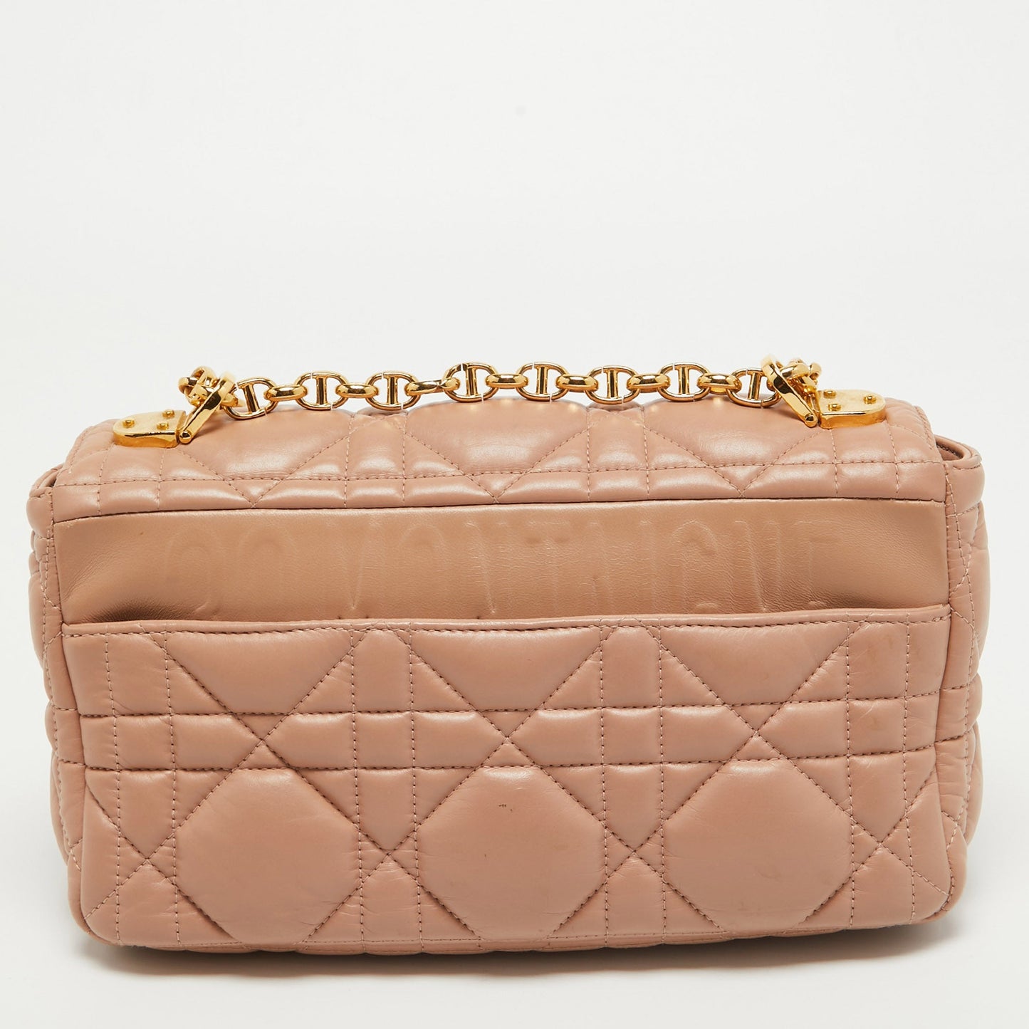 DIOR Beige Quilted Leather Medium Caro Shoulder Bag