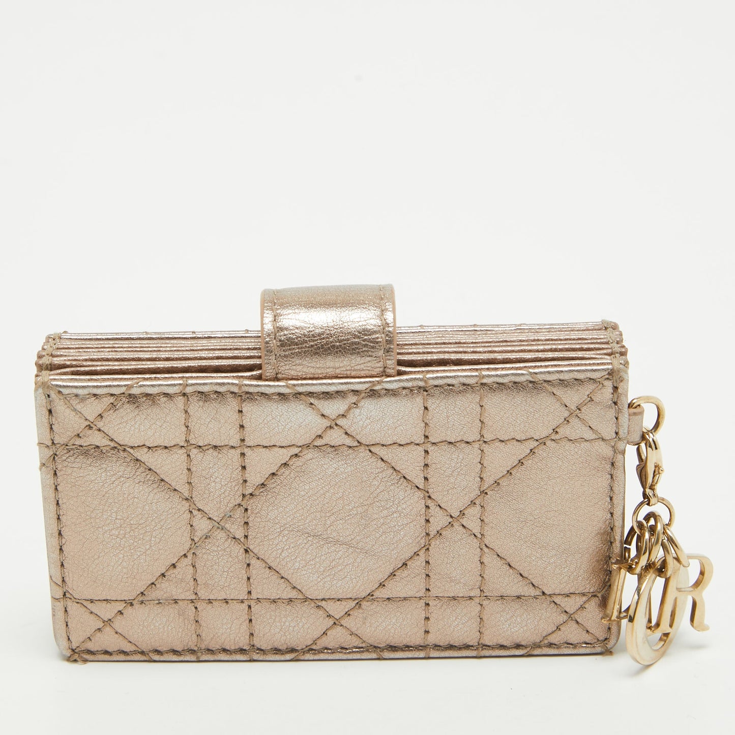 DIOR Metallic Cannage Leather Lady  5 Gusset Card Holder