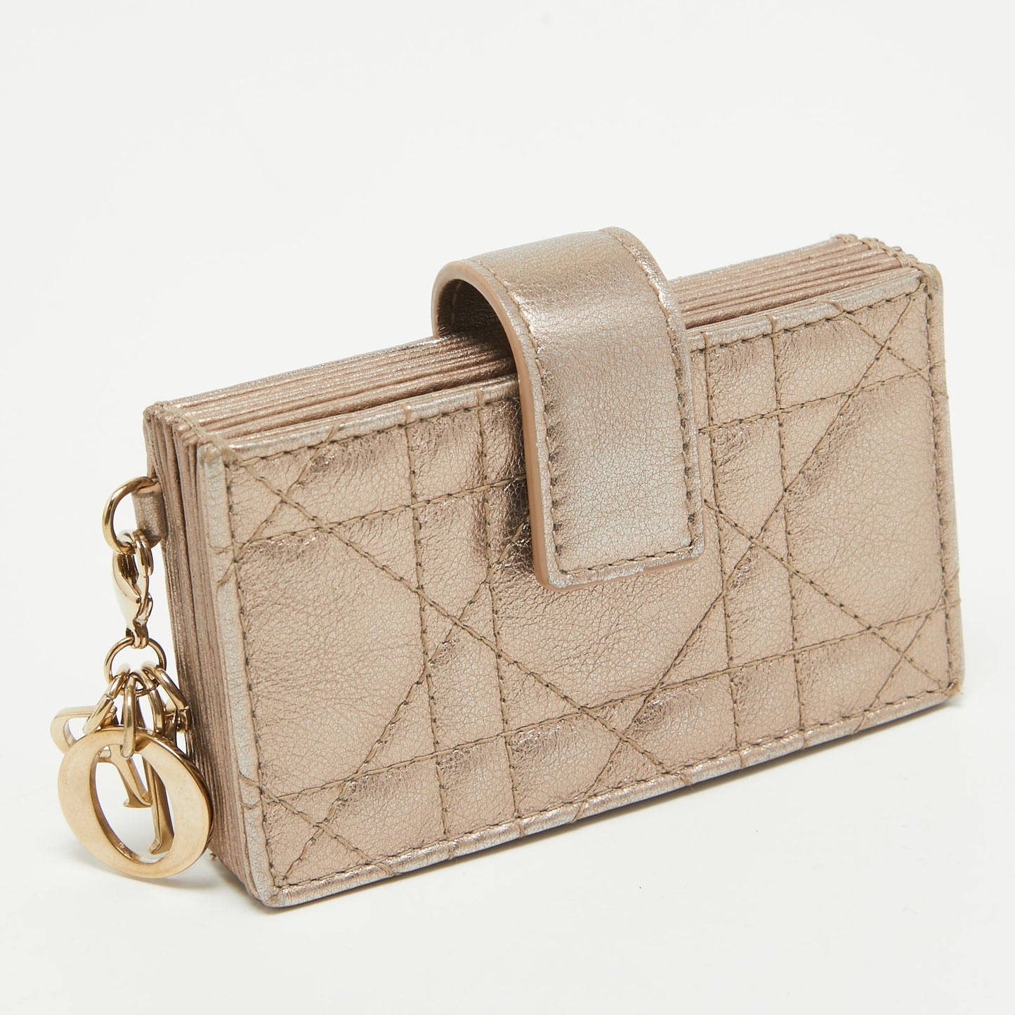 DIOR Metallic Cannage Leather Lady  5 Gusset Card Holder