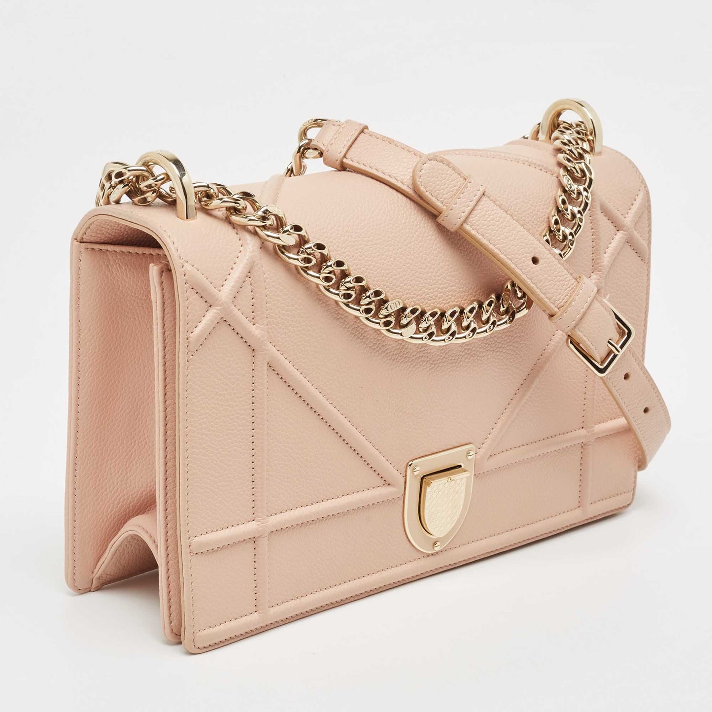 DIOR Peach Leather Medium ama Flap Shoulder Bag