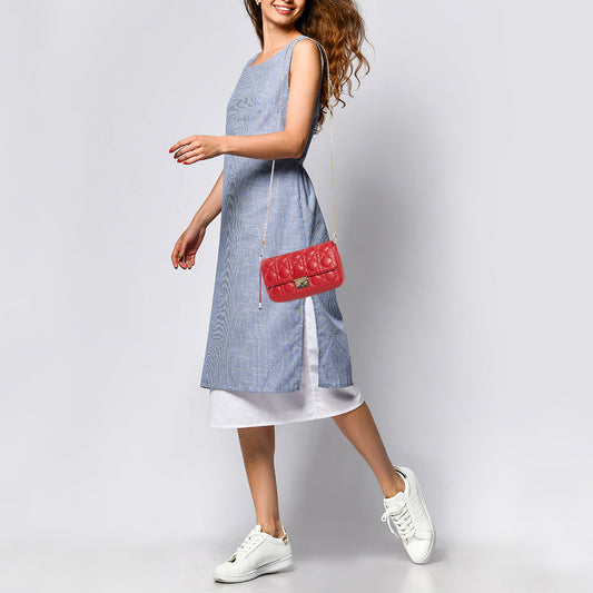 DIOR Red Cannage Leather Miss  Promenade Chain Clutch