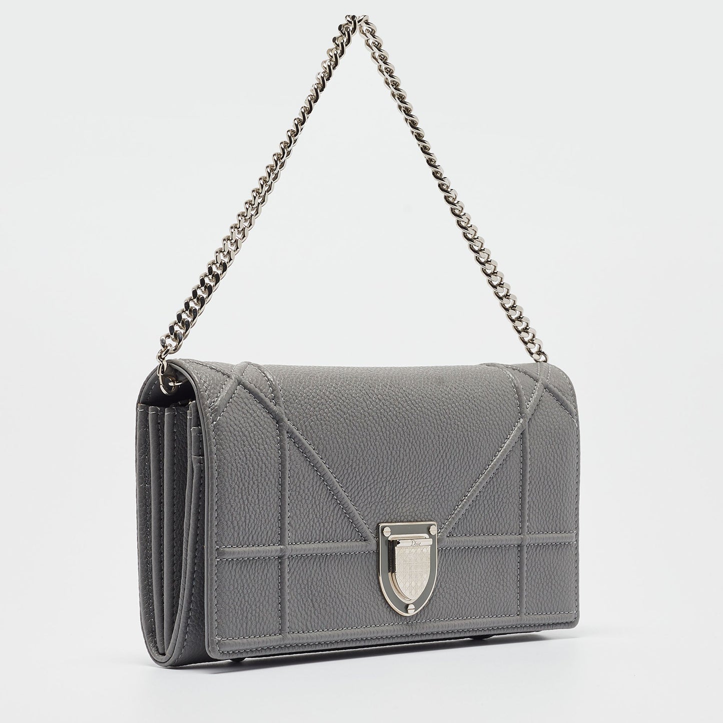 DIOR Grey Leather ama Wallet on Chain