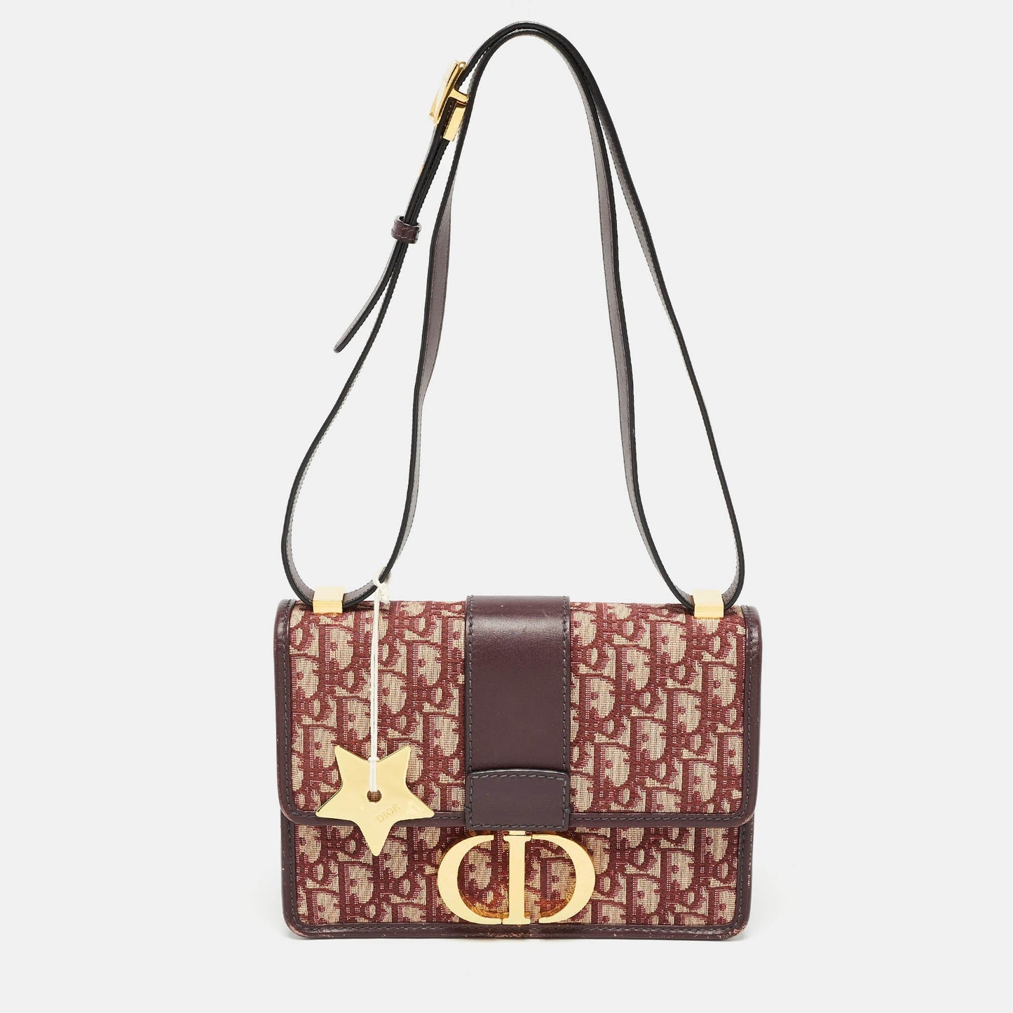 DIOR Burgundy Oblique Canvas and Leather 30 Montaigne Bag