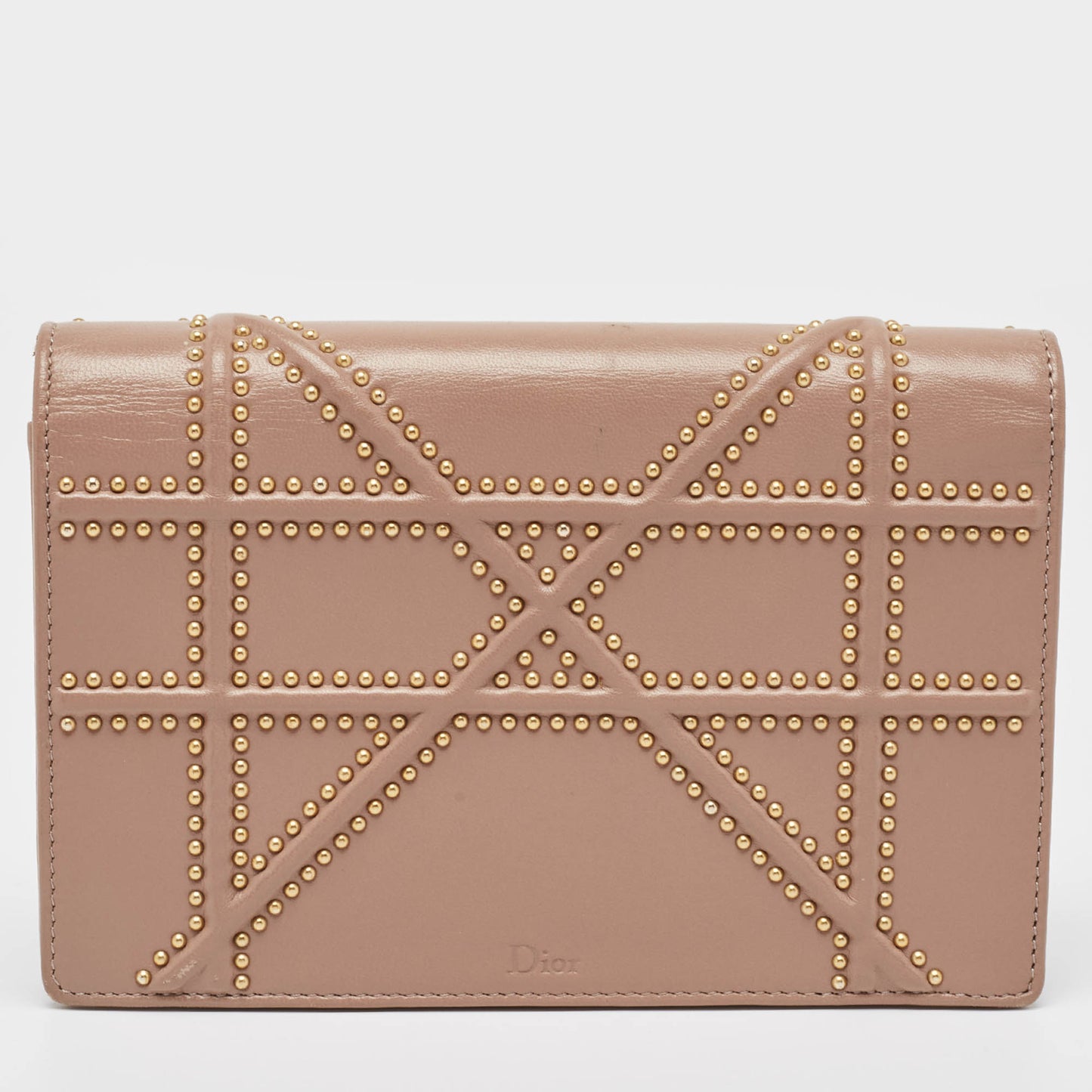 DIOR Pink Leather Studded ama Wallet on Chain