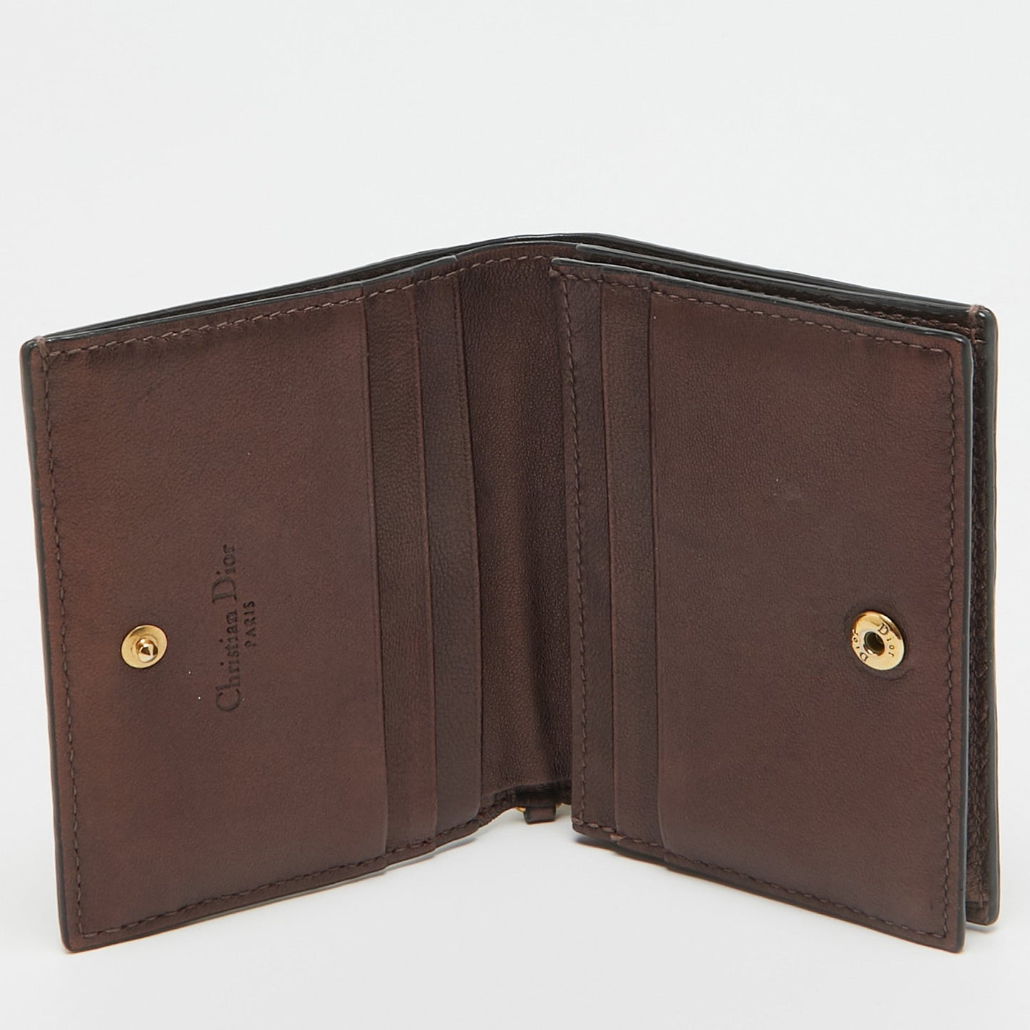 DIOR Bronze Cannage Leather Lady  Flap Card Case
