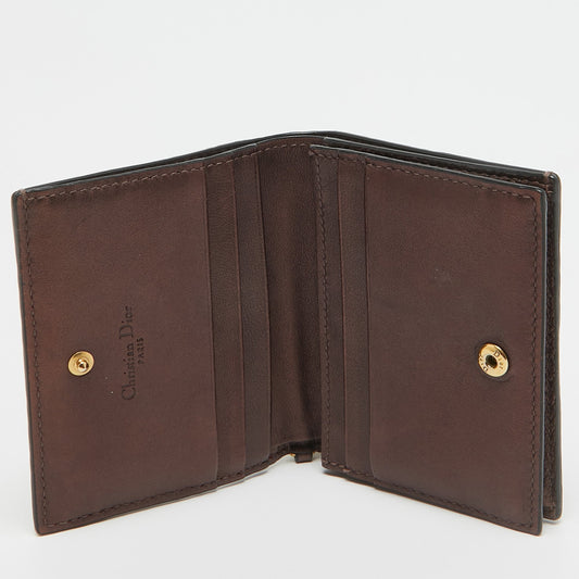 DIOR Bronze Cannage Leather Lady  Flap Card Case