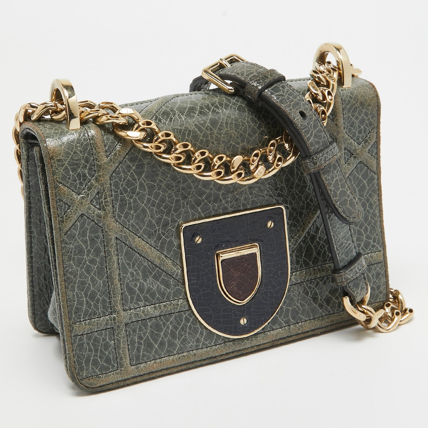 DIOR Green Ceramic Effect Leather ama Club Shoulder Bag