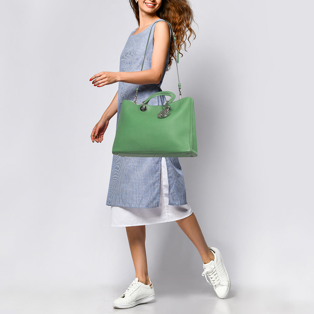 DIOR Green Leather Large issimo Shopper Tote