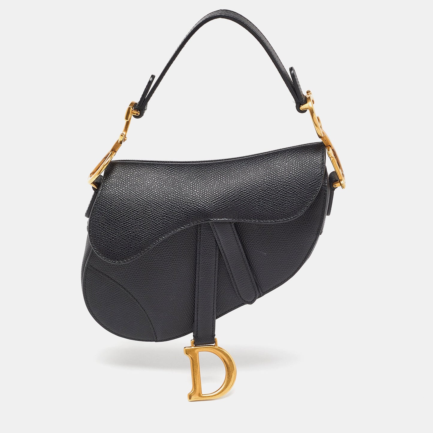 DIOR Black Leather Mini Saddle Bag