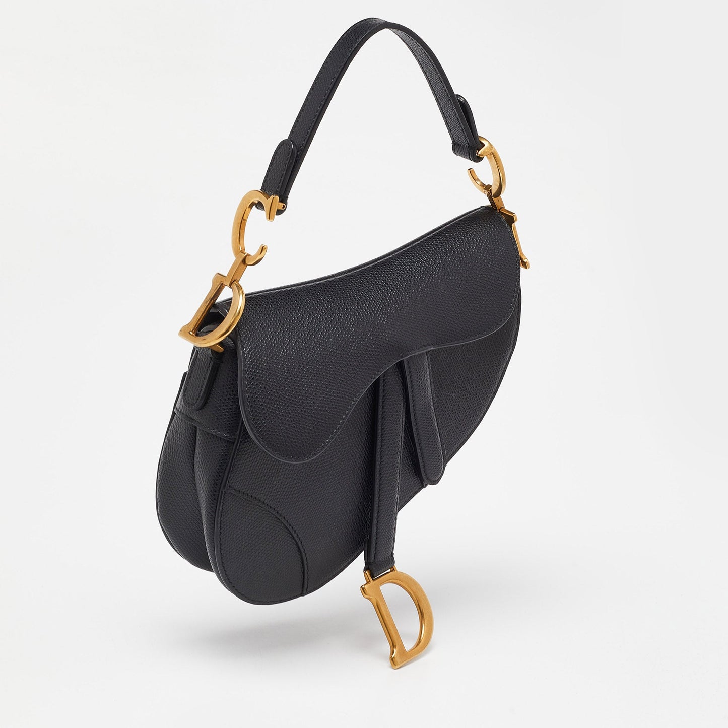 DIOR Black Leather Mini Saddle Bag
