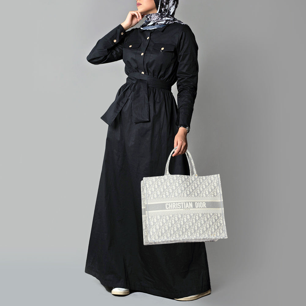 DIOR Grey Oblique Canvas Large Book Tote