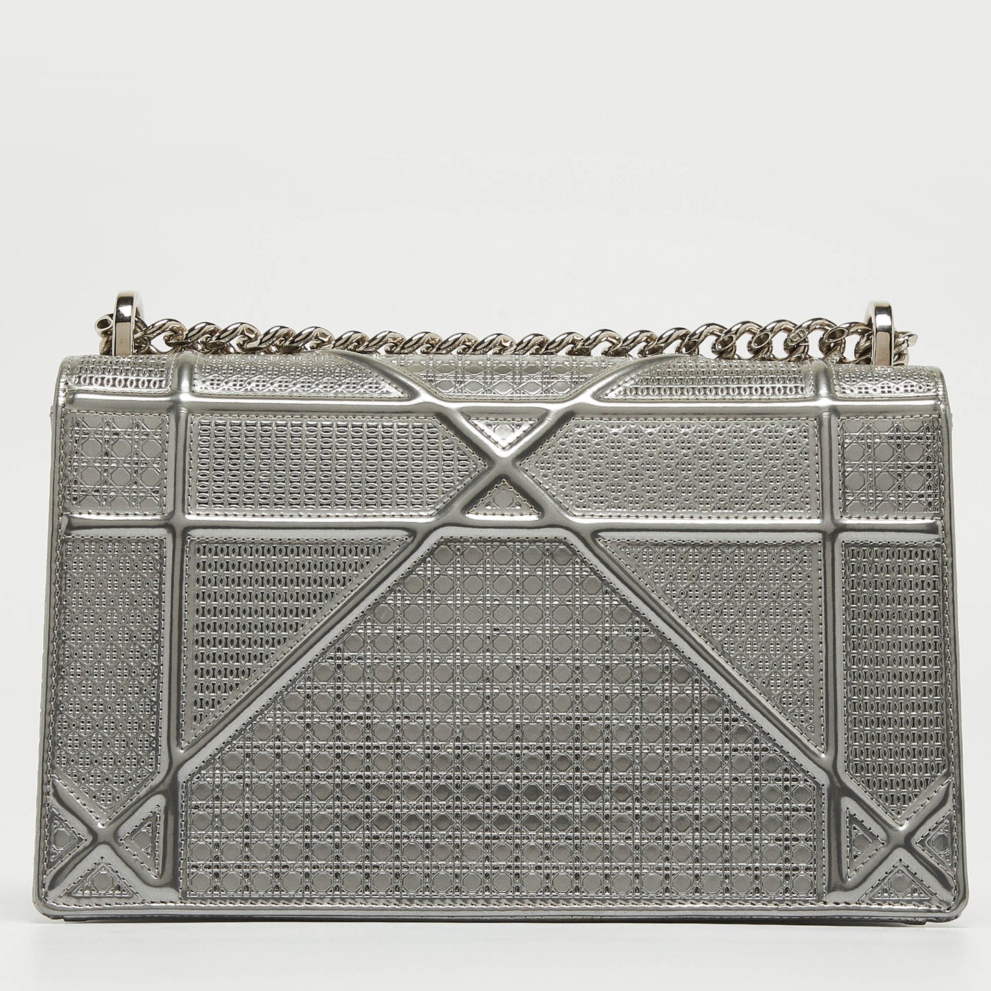 DIOR Grey Micro Cannage Patent Leather Medium ama Shoulder Bag