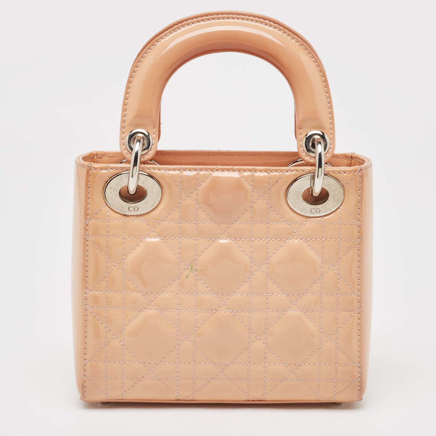 DIOR Beige Cannage Patent Leather Mini Lady  Tote