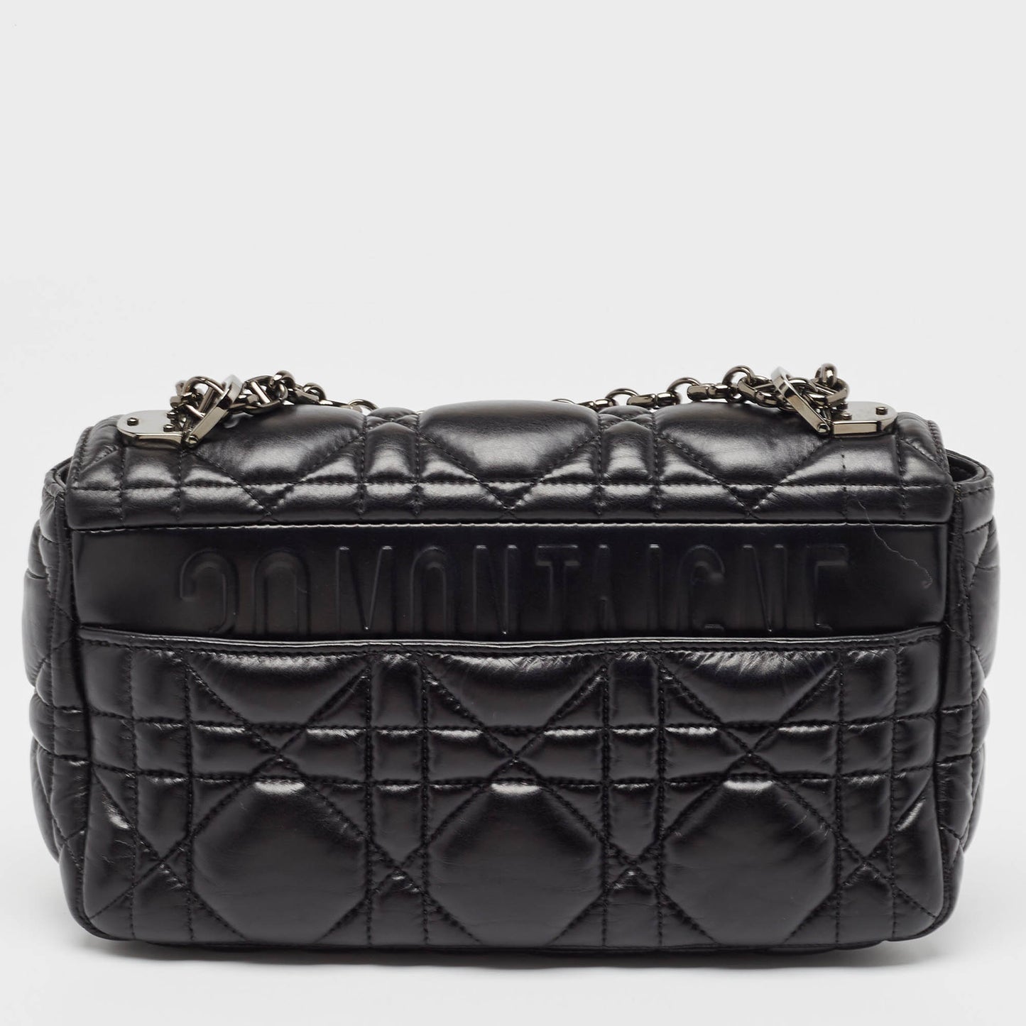 DIOR Black Cannage Leather Medium Caro Shoulder Bag