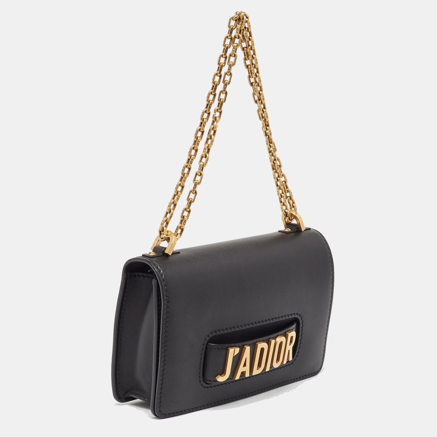 DIOR Black Leather J'A Flap Shoulder Bag