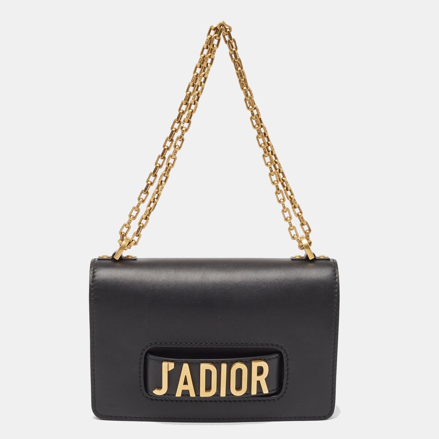 DIOR Black Leather J'A Flap Shoulder Bag