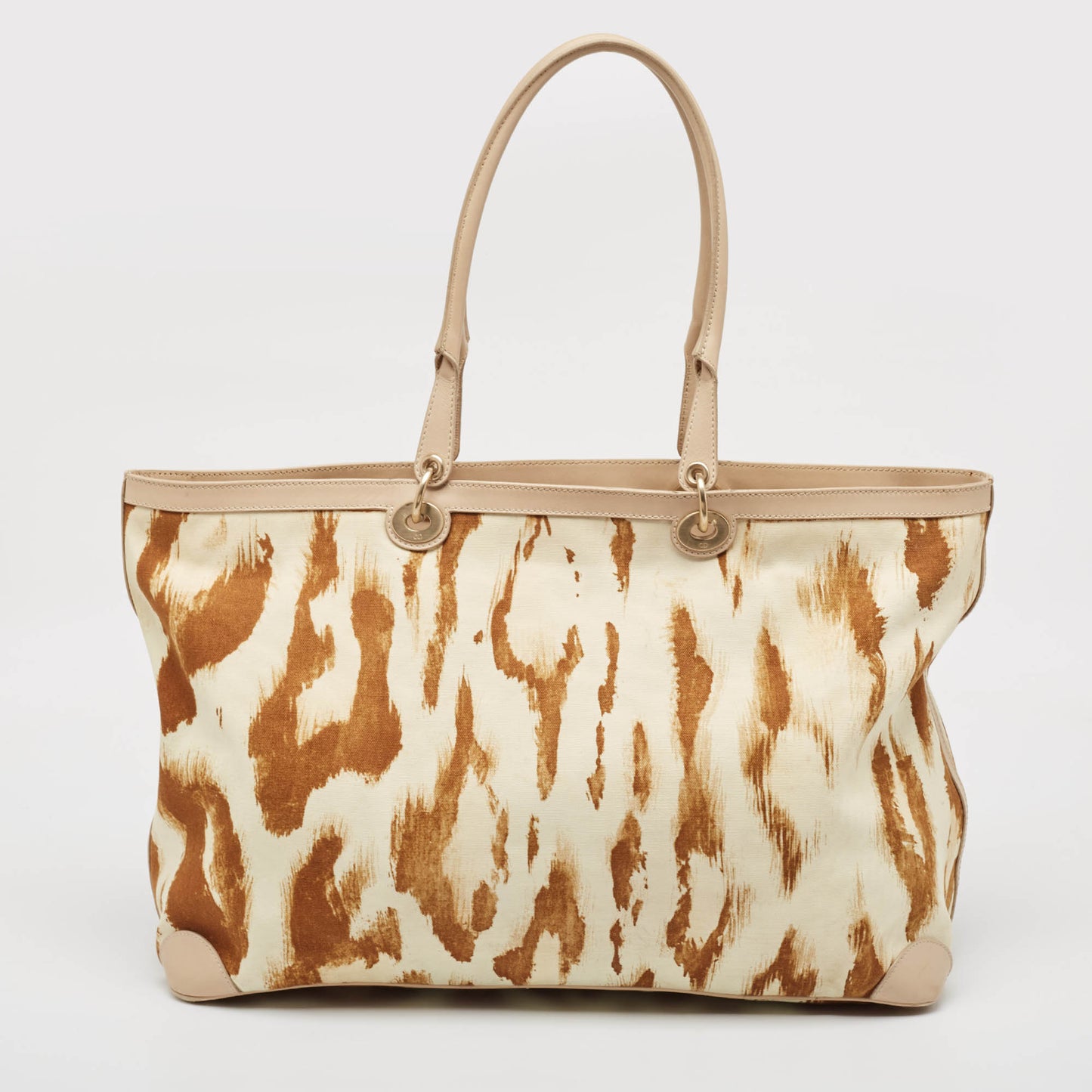 DIOR Beige/Brown Printed Canvas and Leather St. Tropez Tote