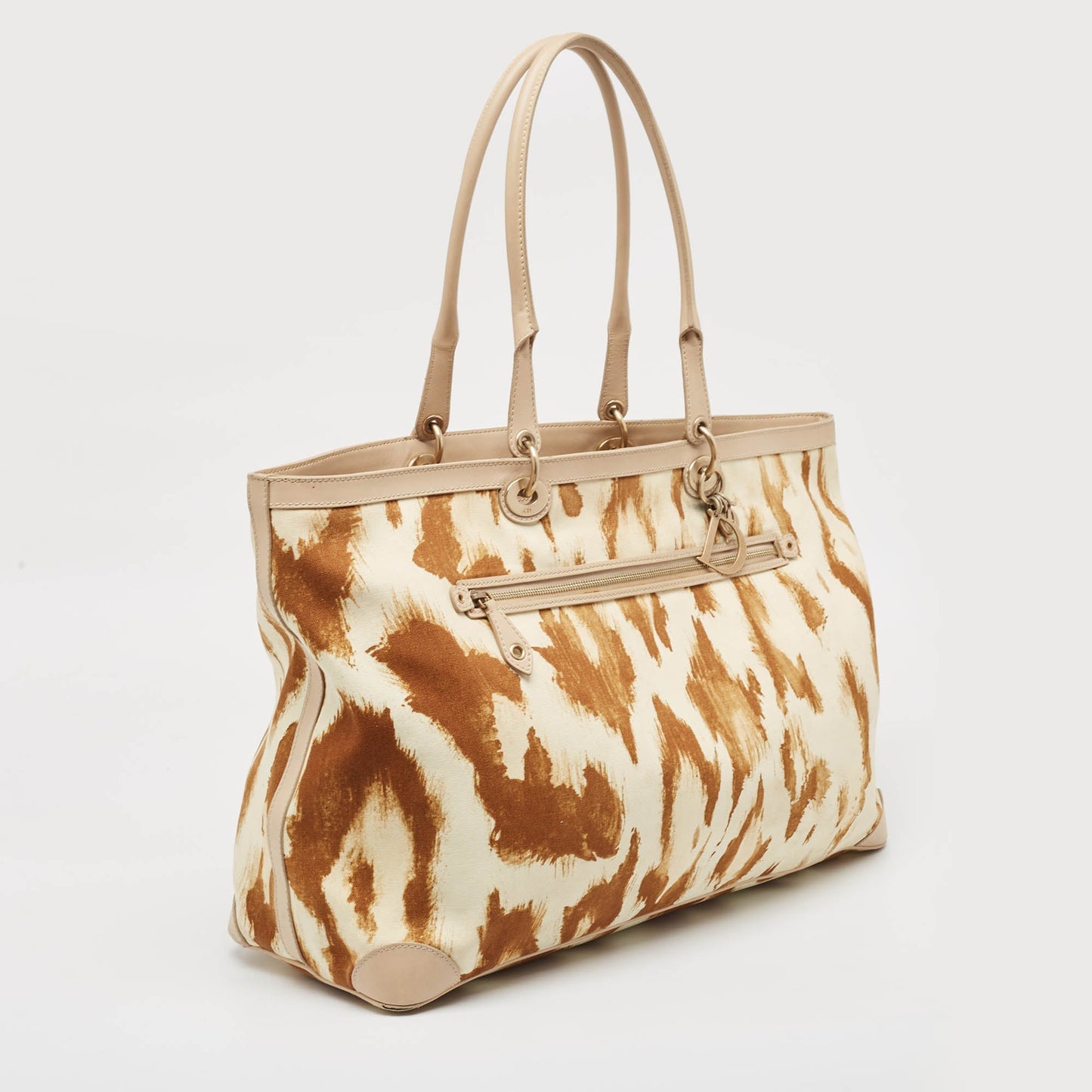 DIOR Beige/Brown Printed Canvas and Leather St. Tropez Tote