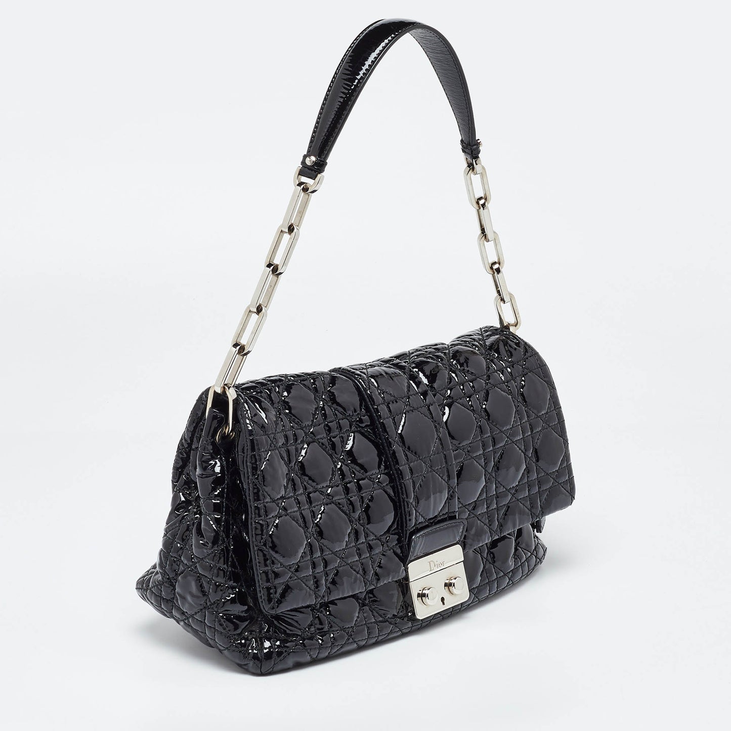 DIOR Black Cannage Patent Leather Miss  Promenade Shoulder Bag