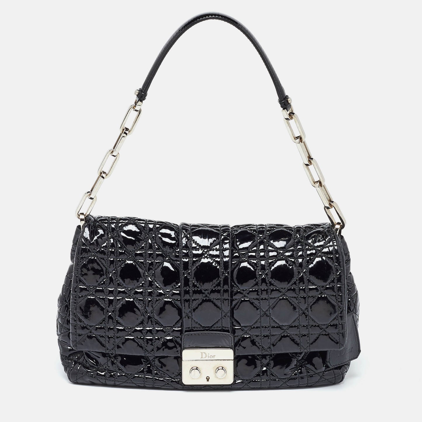 DIOR Black Cannage Patent Leather Miss  Promenade Shoulder Bag