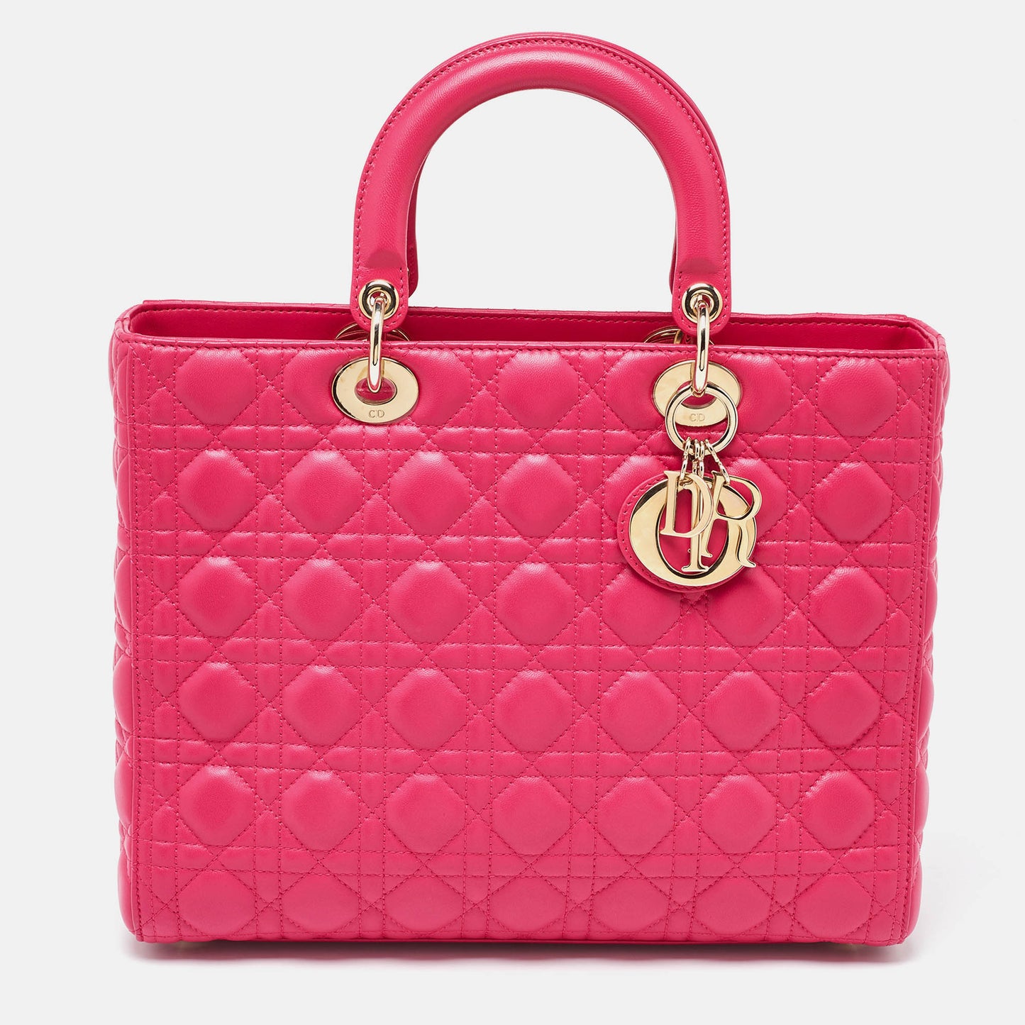 DIOR Fuschia Cannage Leather Large Lady  Tote