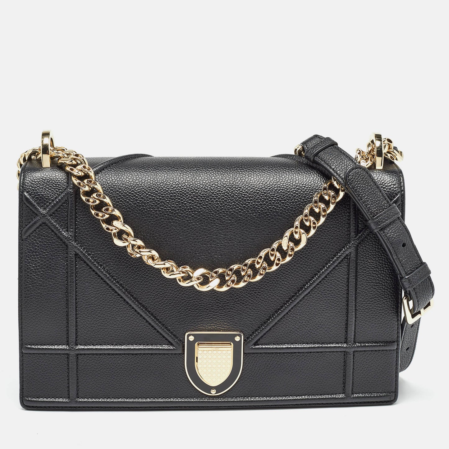 DIOR Black Leather Medium ama Shoulder Bag
