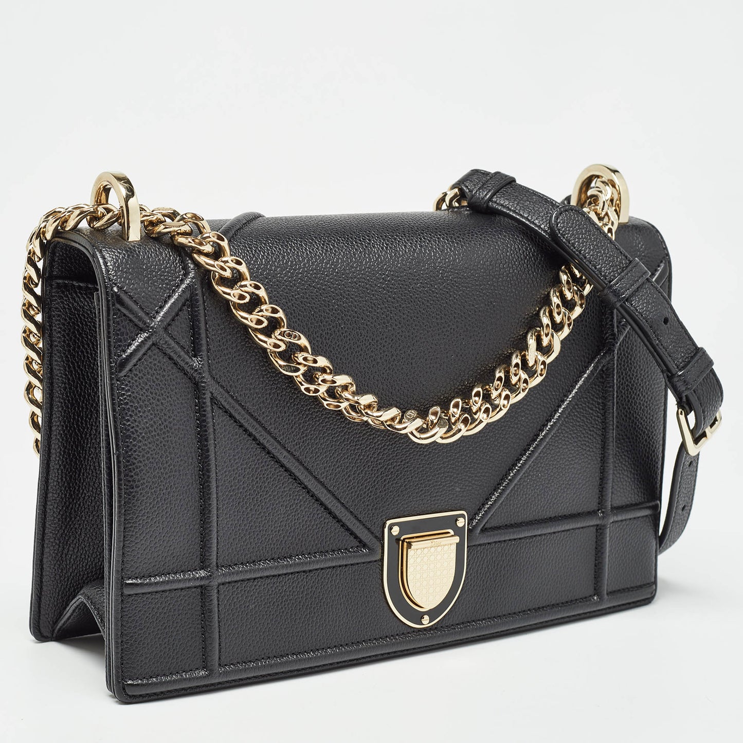 DIOR Black Leather Medium ama Shoulder Bag