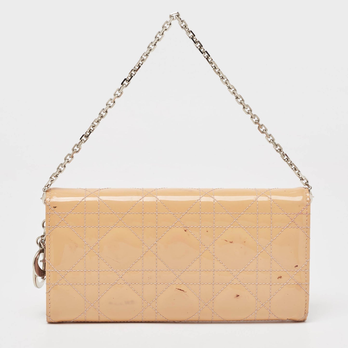 DIOR Light Pink Cannage Patent Leather Lady  Wallet on Chain