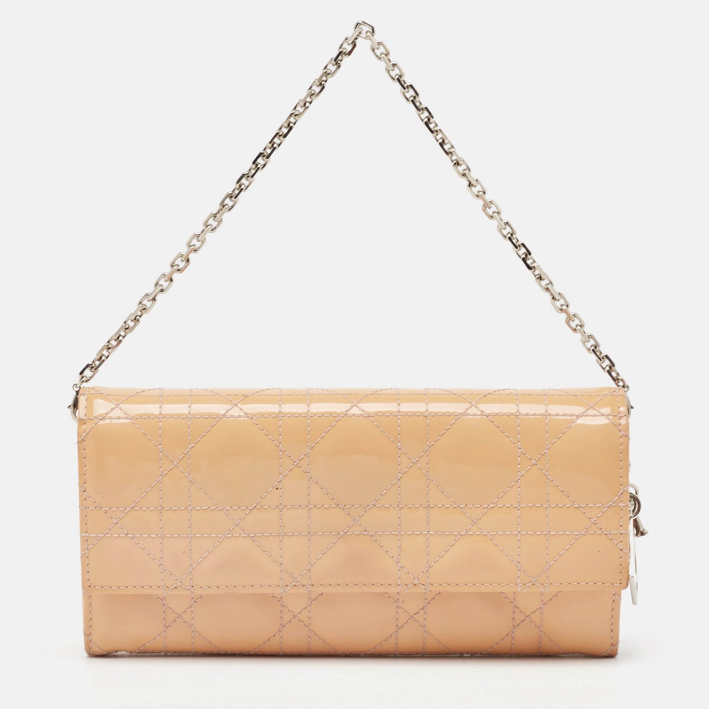 DIOR Light Pink Cannage Patent Leather Lady  Wallet on Chain